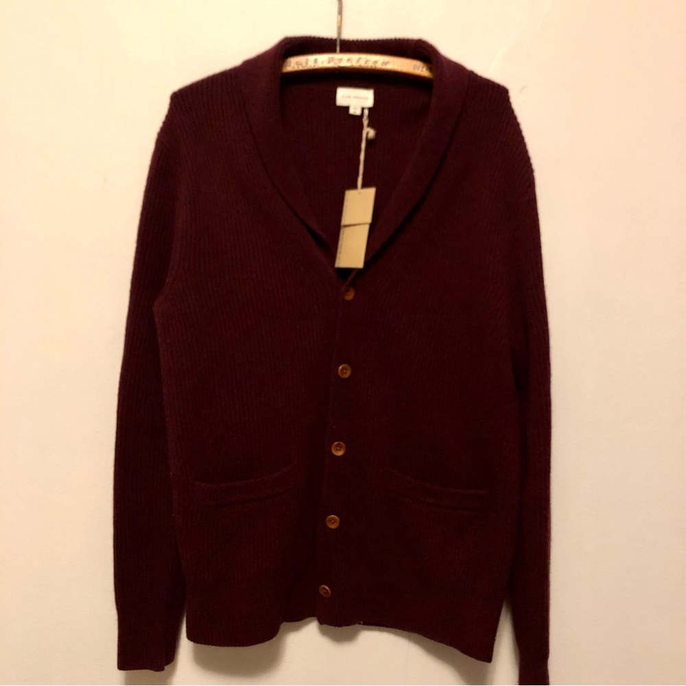 NWT CLUB MONACO CARDIGAN Full Patch Shawl 100% Wool Mens XL